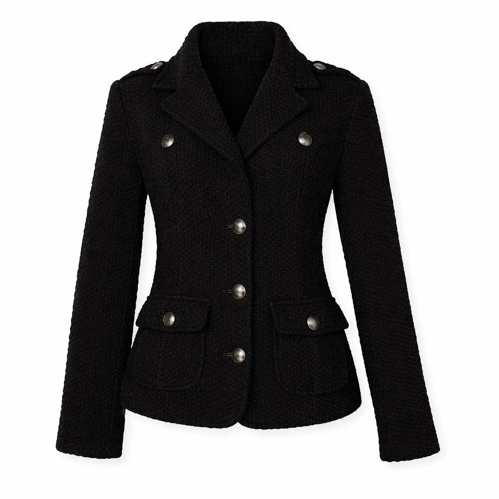 MARISOL Italian Wool Blend Black Jacket Blazer M